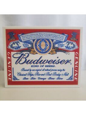 Budweiser LED Lighted Sign - Vintage design King of Beers Label Light Box - USB